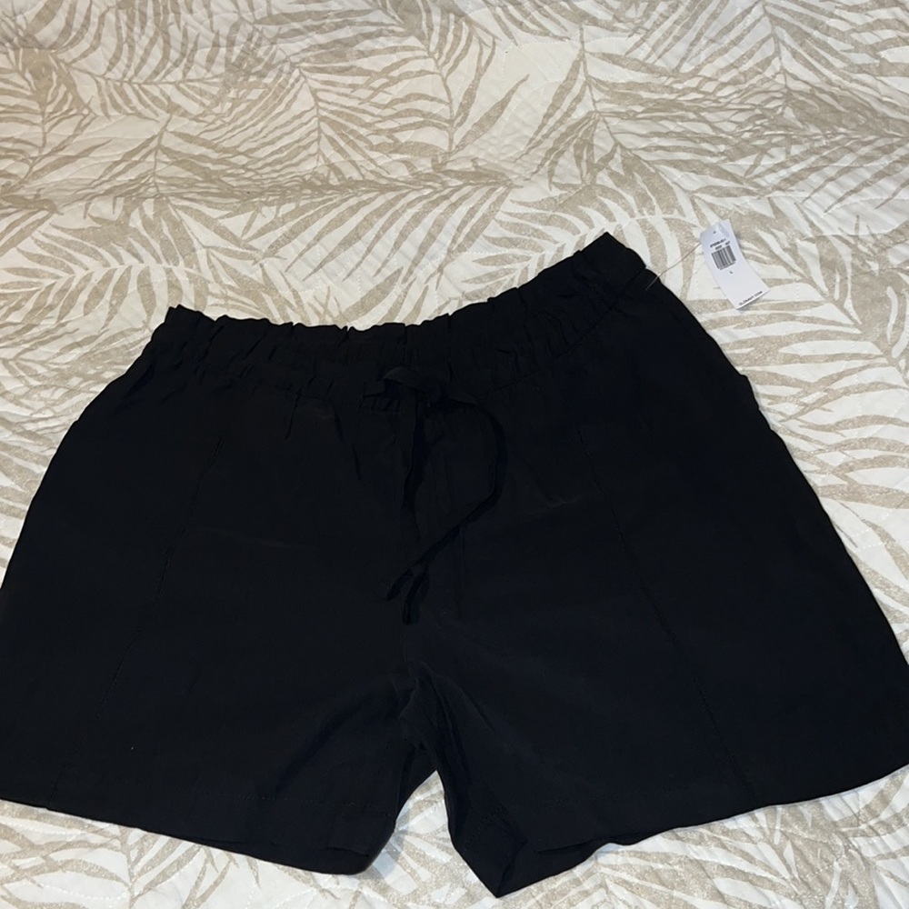 Black rayon shorts- front pockets